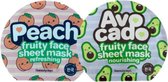 2x Masque Face fruité - Peach - Avocat - Face - Masque - Masque facial - Visage - Nettoyant - Nettoyage du Nettoyage du visage - Pêche - Avocat - Rafraîchissant - Nourrissant.