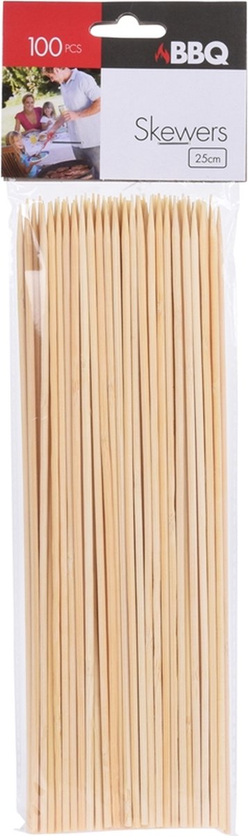 200x Grote/lange houten prikkers 25 cm - 200 stuks - Sate/sjasliek/shaslick/hapjes/spiezen/traktatie stokjes