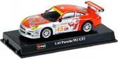 Porsche 911 GT3 (Zilver/Oranje) (10 cm) 1/43 Bburago Race - Modelauto - Schaalmodel - Model auto - Miniatuurautos - Miniatuur auto