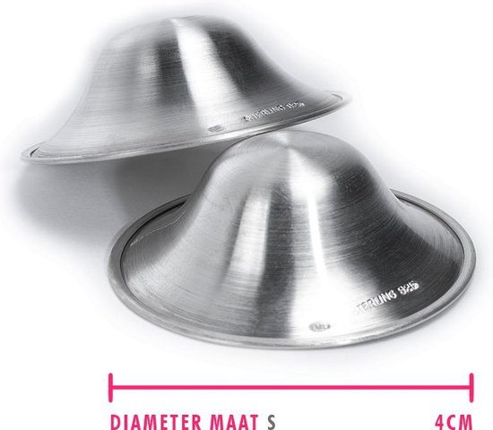 Tepelhoedje - Zilverkapjes® S | ORIGINAL | 934 medisch zilver | EU | SilverCaps | Coupelles des mamelons en argent | Silberstillhütchen | _Paracapezzoli d'argento | Copas de lactancia de ley | Koruyucu gümüş göğüs kapakları | stribrna ochrana prsnich bradavek