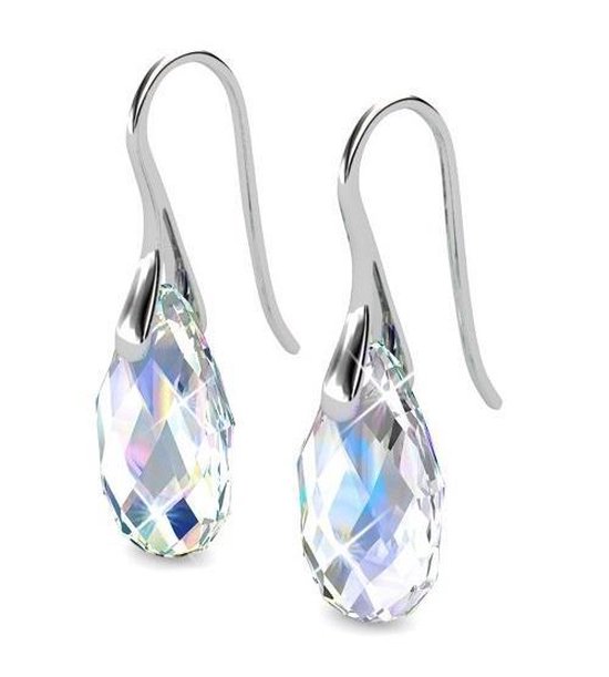 Shoplace Oorbellen dames met Swarovski kristallen - Druppel - 18K Witgoud verguld - Oorhangers - Swarovski oorbellen - Cadeauverpakking