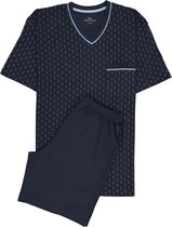 Gotzburg heren shortama - blauw met lichtblauw en wit dessin - Maat: 4XL