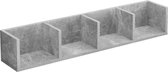 Wandrek - Wandplank - Met 4 vakken - Spaanplaat - Beton kleurig - Afmeting (LxBxH) 95 x 17 x 16,5 cm