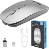 Silver Eagle Draadloze Muis - Oplaadbare Muis - Bluetooth Muis - Muis met Stille Klik - Tablet - Incl USB -C Adapter voor Macbook Pro/Air - Zilver
