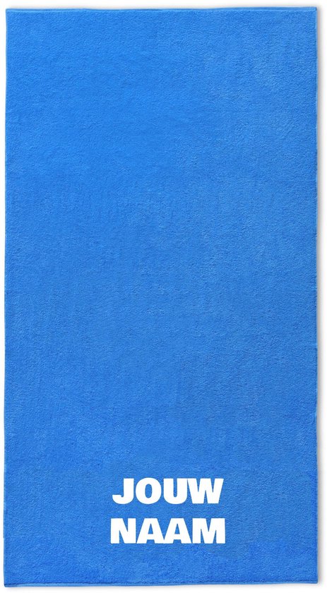 Strandlaken met naam cobalt blauw 100x200cm