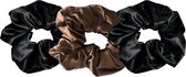 YOSMO - Chouchous cheveux - noir - marron - élastique pour cheveux - 100% soie de mûrier - paquet foncé