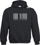 Karpervissen - Karper - Hoodie - Trui - Barcode - Zwart - Maat S