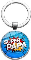 Super Papa - Sleutelhanger - Blauw - Key Ring - Vaderdag Cadeautjes - Vaderdag Kados - Papa Cadeau - Vader Cadeau - Vader Cadeautje - Cadeau voor Man
