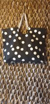 STRANDTAS  zwart met polkadot motief