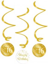 Swirl hangdecoratie 16 goud wit 3 stuks