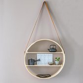 Decoratie | Wandhanger Canna Rond | Licht Bamboe | Leer | Wandkastje