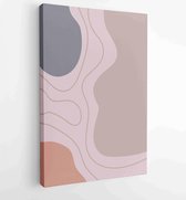 Earth tone background foliage line art drawing with abstract shape and watercolor 4 - Moderne schilderijen – Vertical – 1921715399 - 50*40 Vertical