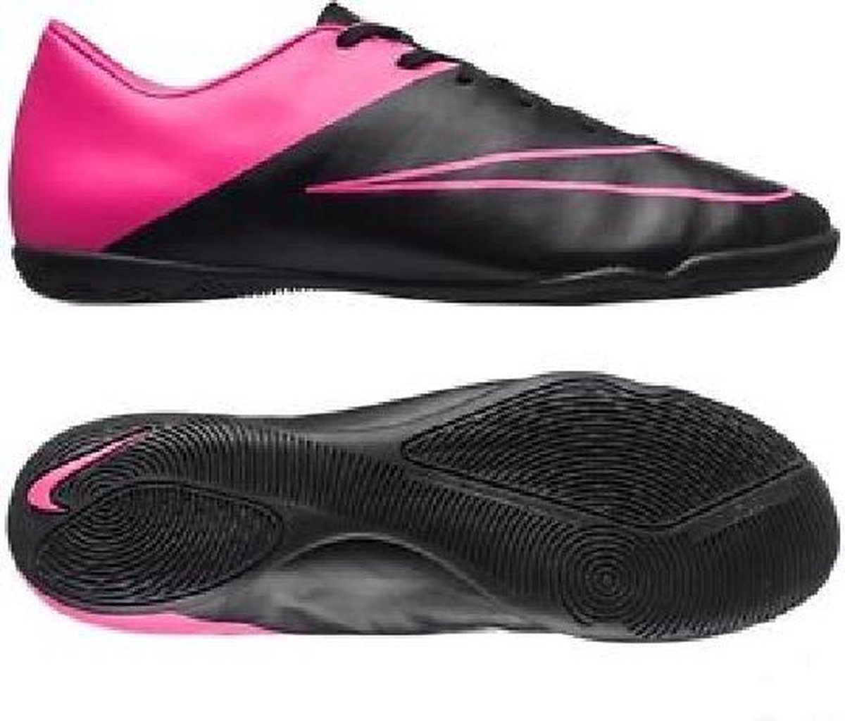 Zwarte zaalvoetbalschoenen met roze accenten, Nike Mercurial Victory V IC, maat 33.5 voor kinderen.