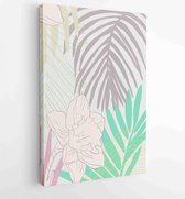 Summer tropical wall arts vector. Palm leaves, coconut leaf, monstera leaf, line arts 4 - Moderne schilderijen – Vertical – 1922500793 - 115*75 Vertical