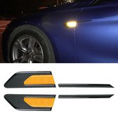 2 STKS Koolstofvezel Auto-Styling Spatbord Reflecterende Bumper Decoratieve Strip, Binnenreflectie + Externe Koolstofvezel (Geel)