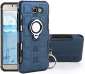Voor Galaxy J5 (2017) Amerikaanse versie 2 in 1 kubus pc + TPU beschermhoes met 360 graden draaien zilveren ringhouder (marineblauw)