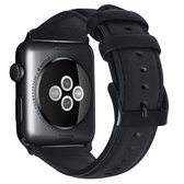 Voor Apple Watch Series 5 & 4 44mm / 3 & 2 & 1 42mm Oil Wax lederen band horlogeband (zwart)