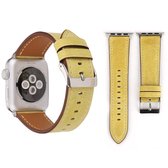 Voor Apple Watch Series 3 & 2 & 1 38mm frisse stijl polshorloge lederen band (geel)