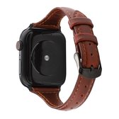 Voor Apple Watch Series 5 & 4 44mm / 3 & 2 & 1 42mm Crazy Horse Texture lederen band (roodbruin)