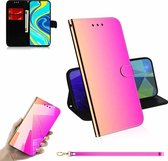 Voor Xiaomi Redmi Note 9s / Note 9 Pro Max Lmitated Mirror Surface Horizontale Flip Leather Case met houder & kaartsleuven & Wallet & Lanyard (kleurverloop)