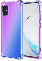 Voor Samsung Galaxy A51 Four-Corner Airbag Shockproof Gradient Color Clear TPU Case (Paars Blauw)