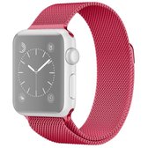 Voor Apple Watch Series 5 & 4 44mm / 3 & 2 & 1 42mm Milanese lus magnetische roestvrij stalen horlogeband (helderroze)