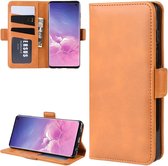Wallet Stand lederen mobiele telefoonhoes voor Galaxy S10, met portemonnee en houder en kaartsleuven (geel)
