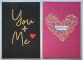 2 Luxe Wenskaarten - I Love you with a 1000 hearts + You and Me - 12 x 17 cm