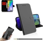 Voor Huawei Y6p Lmitated Spiegeloppervlak Horizontale Flip Leren Case met Houder & Kaartsleuven & Portemonnee & Lanyard (Zwart)