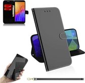 Voor Huawei Y5p Lmitated Spiegeloppervlak Horizontale Flip Leren Case met Houder & Kaartsleuven & Portemonnee & Lanyard (Zwart)