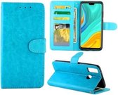 Voor Huawei Y8S Crazy Horse Textuur Lederen Horizontale Flip Beschermhoes met Houder & Kaartsleuven & Portemonnee & Fotolijst (babyblauw)