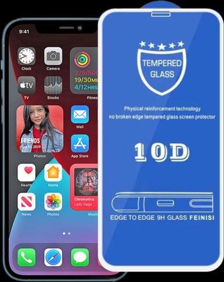 9H 10D volledig scherm gehard glas displayfolie voor iPhone 12 Pro Max (wit) - Merkloos