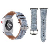 Voor Apple Watch Series 3 & 2 & 1 38 mm Simple Fashion echt lederen cowboypatroon horlogebandje (babyblauw)