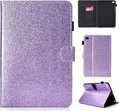 Voor iPad Mini 1/2/3/4/5 Vernis Glitter Poeder Horizontale Flip Leren Case met Houder & Kaartsleuf (Paars)