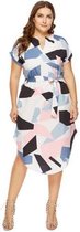Dames Plus-maat losse jurk met korte mouwen en print (kleur: als showmaat: XXXXXL)-Geen