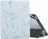 Marmeren textuurpatroon Horizontale flip-case voor iPad 9.7 (2018), met drievoudige houder en pennen (blauw)