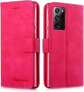 Voor Samsung Galaxy Note20 Diaobaolee Pure Fresh Grain Horizontale Flip Leather Case met houder & kaartsleuven (rood)