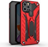 Voor iPhone 12 Max / 12 Pro 2 in 1 Armor Knight Series PC + TPU beschermhoes met onzichtbare houder (rood)