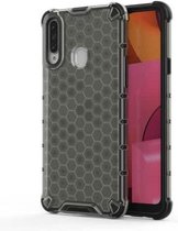 Voor Galaxy A20s schokbestendige honingraat pc + TPU-hoes (zwart)