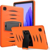 Voor Samsung Galaxy Tab A7 (2020) T500 / T505 Wave Texture Series PC + siliconen beschermhoes met houder (oranje)
