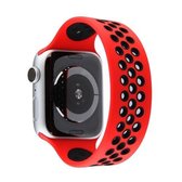 Elastische siliconen horlogeband voor Apple Watch Series 6 & SE & 5 & 4 40 mm / 3 & 2 & 1 38 mm, lengte: 135 mm (rood zwart)