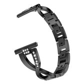 X-vormige diamanten bezaaide massieve roestvrijstalen polsband horlogeband voor Samsung Gear S3 (zwart)