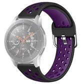 Voor Galaxy Watch 46 / S3 / Huawei Watch GT 1/2 22mm Smart Watch siliconen dubbele kleur polsband horlogeband, maat: S (zwart paars)