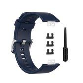 Voor Huawei Watch Fit Siliconen vervangende polsband Horlogeband met roestvrijstalen gesp (nachtblauw)