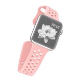 Voor Apple Watch Sport 42 mm holle stijl hoogwaardige rubberen sport horlogeband met pin-en-plooi sluiting (roze)