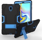 Voor Galaxy Tab A 10.5 T590 contrastkleur siliconen + pc combinatie hoes met houder (zwart + blauw)