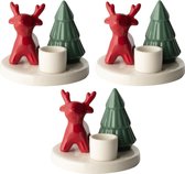 Gusta - Kandelaar - Kerst - Wit Rood Groen - ø10,2cm - set 3 stuks