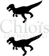 Chloïs Glittertattoo Sjabloon 5 Stuks - Dino - Duo Stencil - CH1900 - 5 stuks gelijke zelfklevende sjablonen in verpakking - Geschikt voor 10 Tattoos - Nep Tattoo - Geschikt voor G