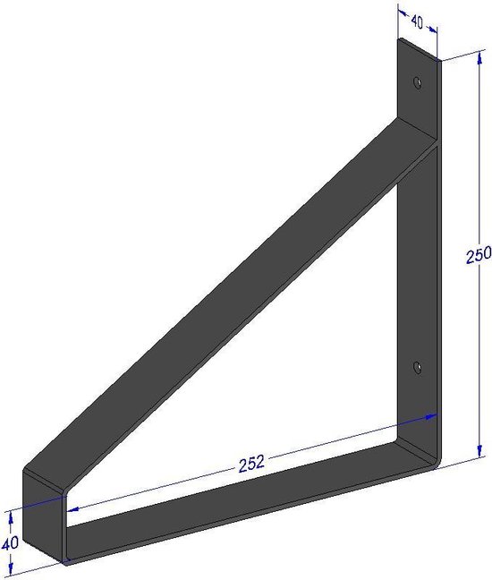 Marcellis - Industriële plankdrager - Voor plank 25cm - mat zwart - staal - incl. bevestigingsmateriaal + schroefbit - type 1