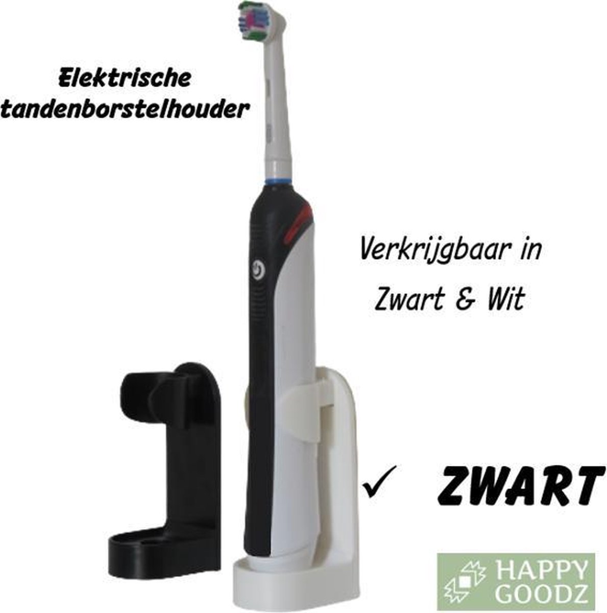 OETAMS Tandenborstelhouder, elektrische tandenborstelhouder, roestvrij staal, voor aan de muur, zelfklevend, zwart, opzetborstelhouder, zonder boren